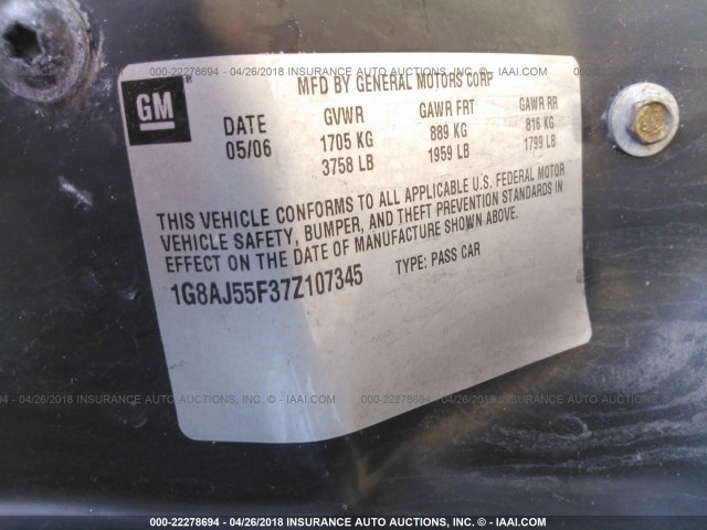 1G8AJ55F37Z107345 - 2007 SATURN ION LEVEL 2 Qırmızı foto 9