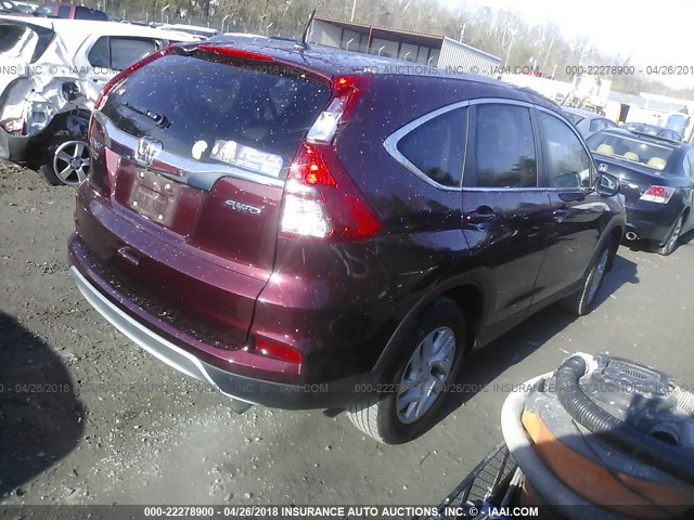 2HKRM4H77FH640139 - 2015 HONDA CR-V EXL BURGUNDY photo 4