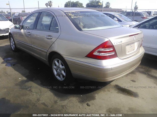 WDBRF61J72E007855 - 2002 MERCEDES-BENZ C 240 TAN photo 3