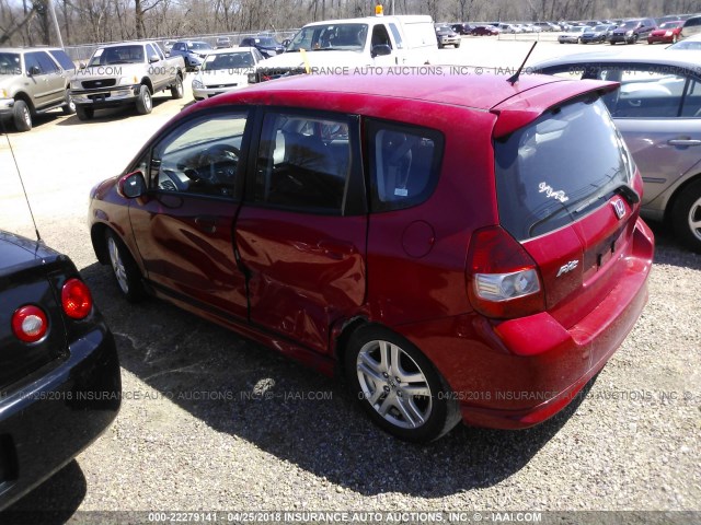 JHMGD386X7S033727 - 2007 HONDA FIT S RED photo 3