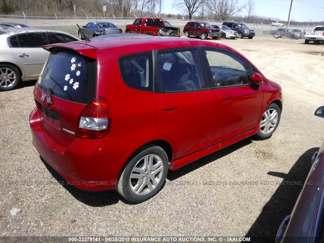 JHMGD386X7S033727 - 2007 HONDA FIT S RED photo 4