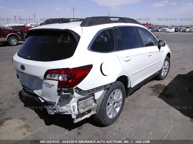 4S4BSAHC4H3200103 - 2017 SUBARU OUTBACK 2.5I PREMIUM WHITE photo 4