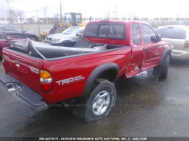 5TESN92N64Z426711 - 2004 TOYOTA TACOMA XTRACAB PRERUNNER RED photo 4
