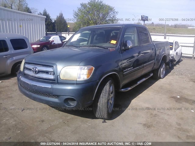 5TBET34126S537629 - 2006 TOYOTA TUNDRA DOUBLE CAB SR5 Light Blue photo 2