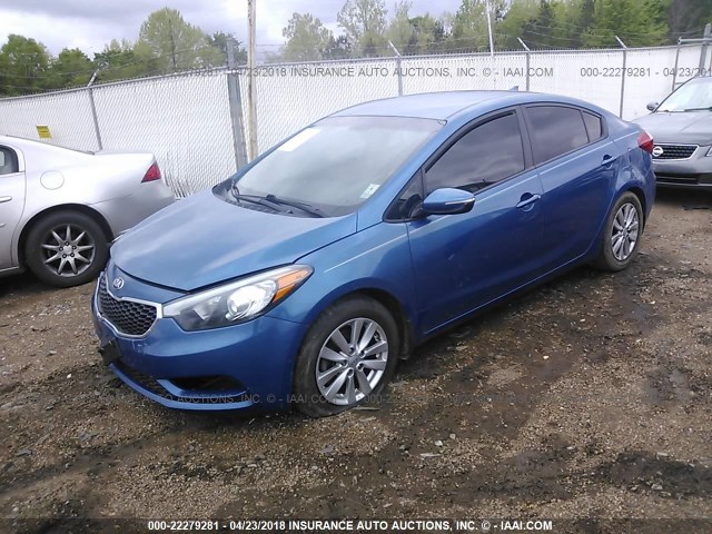 KNAFX4A69E5150387 - 2014 KIA FORTE LX BLUE photo 2