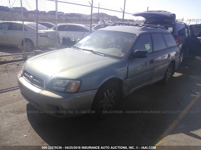 4S3BH665237641685 - 2003 SUBARU LEGACY OUTBACK GREEN photo 2