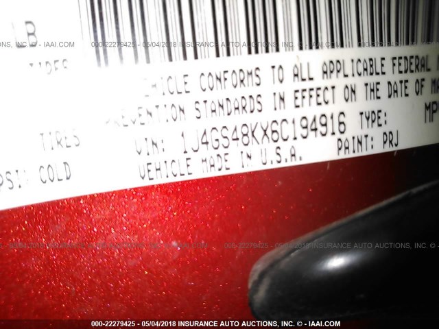 1J4GS48KX6C194916 - 2006 JEEP GRAND CHEROKEE LAREDO/COLUMBIA/FREEDOM 红色 照片 9