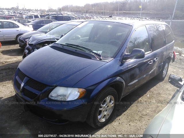 2B4GP74L42R790237 - 2002 DODGE GRAND CARAVAN EX Dark Blue photo 2