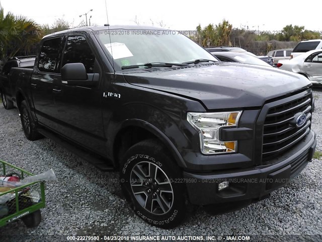 1FTEW1EF1GKF01694 - 2016 FORD F150 SUPERCREW GRAY photo 1