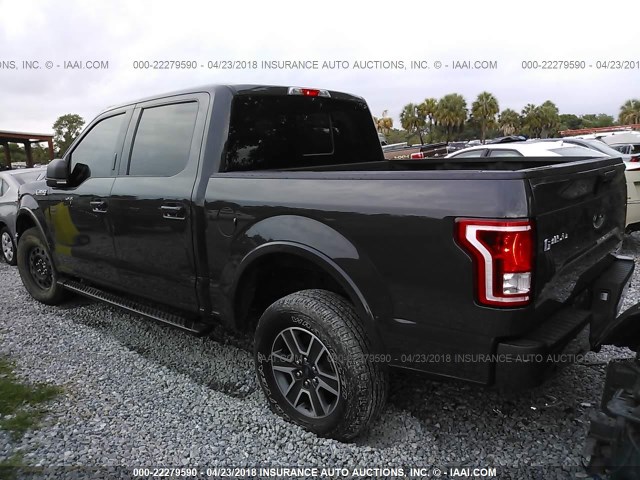 1FTEW1EF1GKF01694 - 2016 FORD F150 SUPERCREW GRAY photo 3