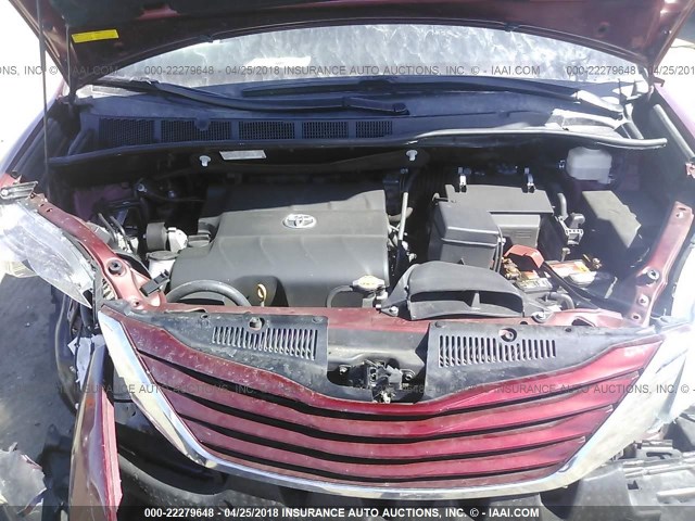 5TDKK3DC4GS711815 - 2016 TOYOTA SIENNA LE მუქწითელი ფოტო 10
