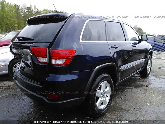 1C4RJEAG9CC236579 - 2012 JEEP GRAND CHEROKEE LAREDO Dark Blue photo 4