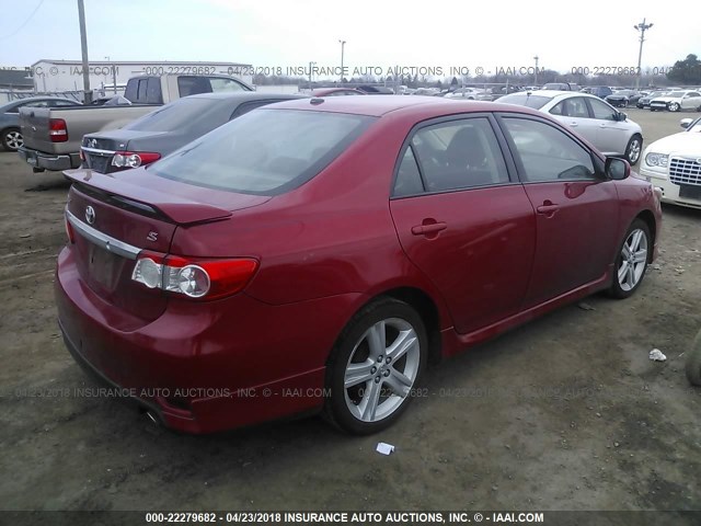 2T1BU4EE8DC078496 - 2013 TOYOTA COROLLA S/LE RED photo 4