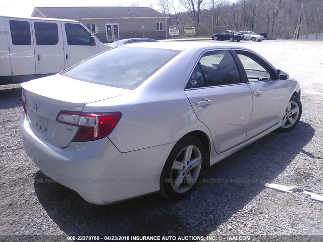 4T1BF1FK4CU045022 - 2012 TOYOTA CAMRY SE/LE/XLE SILVER photo 4
