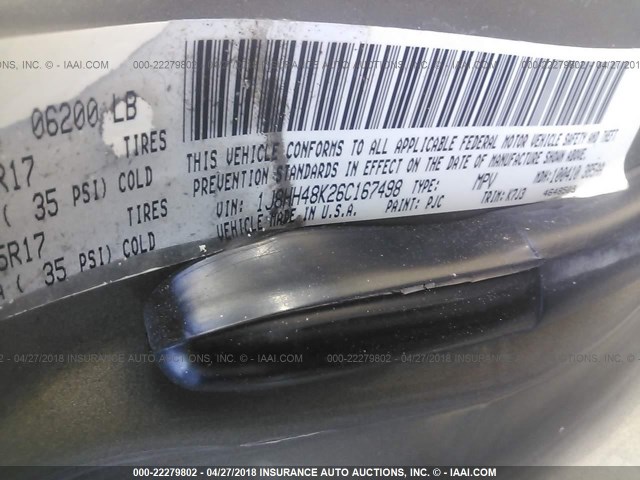 1J8HH48K26C167498 - 2006 JEEP COMMANDER GOLD photo 9