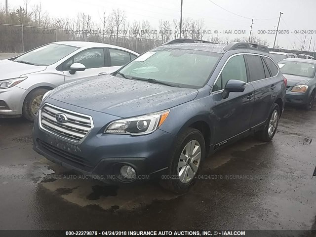 4S4BSBFC0F3291599 - 2015 SUBARU OUTBACK 2.5I PREMIUM BLUE photo 2