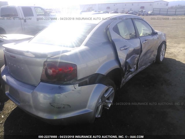 1C3CDZAG3DN720956 - 2013 DODGE AVENGER SE SILVER photo 4