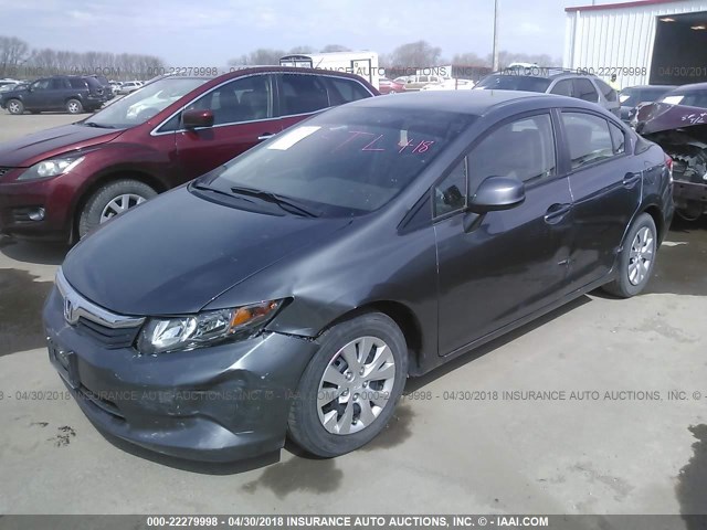 19XFB2F50CE085050 - 2012 HONDA CIVIC LX GRAY photo 2