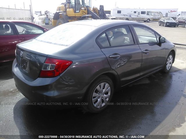 19XFB2F50CE085050 - 2012 HONDA CIVIC LX GRAY photo 4