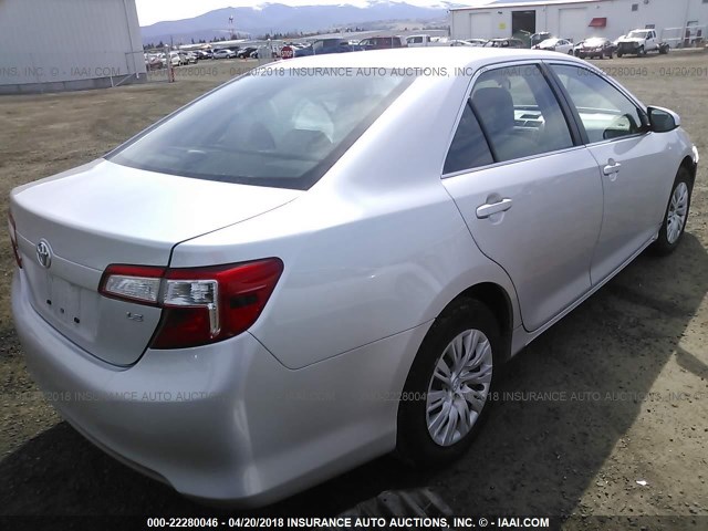 4T4BF1FK0DR307528 - 2013 TOYOTA CAMRY L/SE/LE/XLE SILVER photo 4