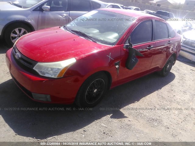 1FAHP35N88W298977 - 2008 FORD FOCUS SE/SEL/SES RED photo 2