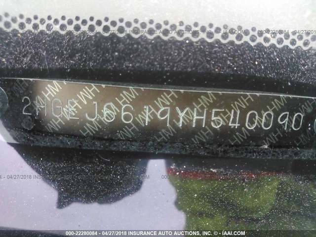 2HGEJ6619YH540090 - 2000 HONDA CIVIC SE GREEN photo 9