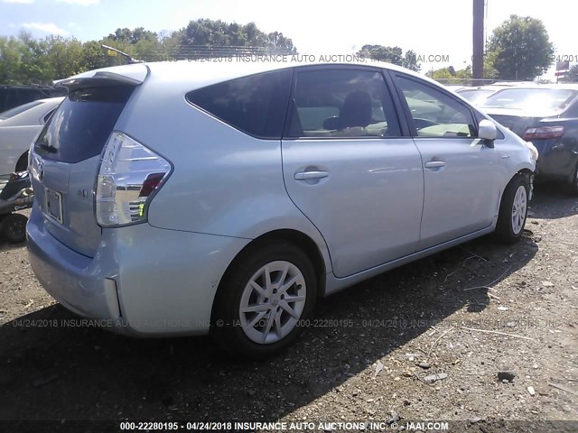 JTDZN3EUXC3186736 - 2012 TOYOTA PRIUS V Light Blue photo 4