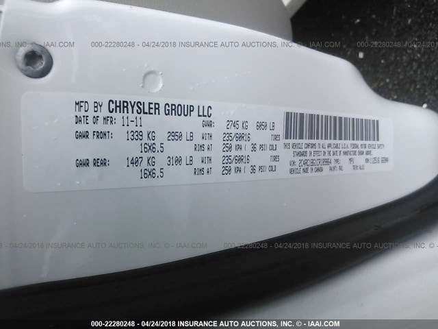 2C4RC1BG1CR189864 - 2012 CHRYSLER TOWN & COUNTRY TOURING WHITE photo 9