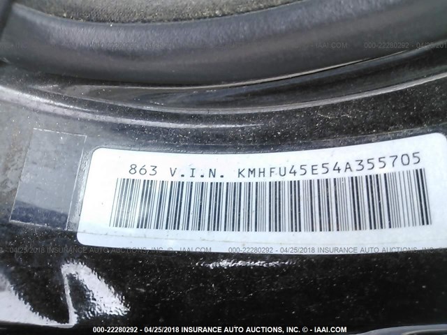 KMHFU45E54A355705 - 2004 HYUNDAI XG 350 BLACK photo 9