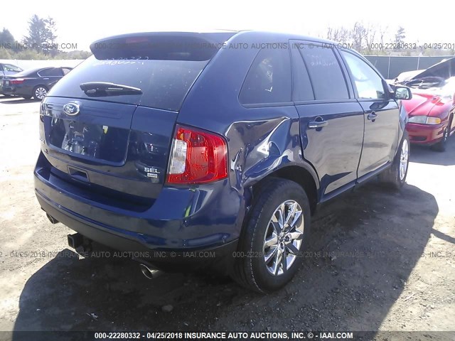 2FMDK4JC3CBA90349 - 2012 FORD EDGE SEL BLUE photo 4