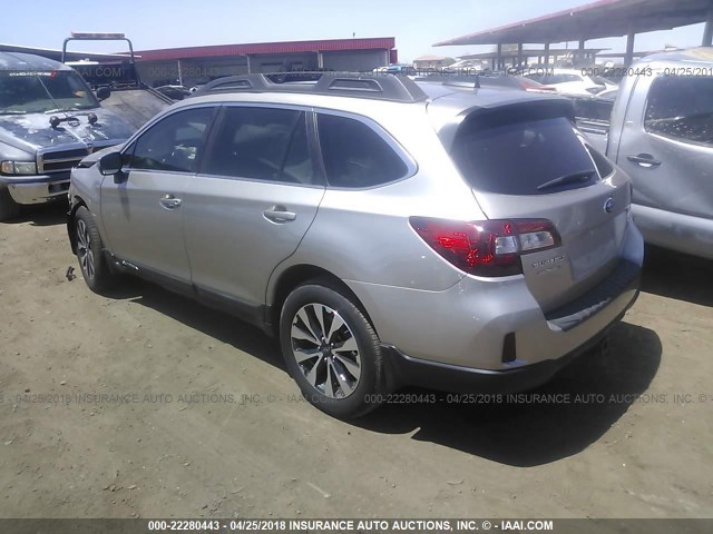 4S4BSAKC6H3332496 - 2017 SUBARU OUTBACK 2.5I LIMITED TAN photo 3