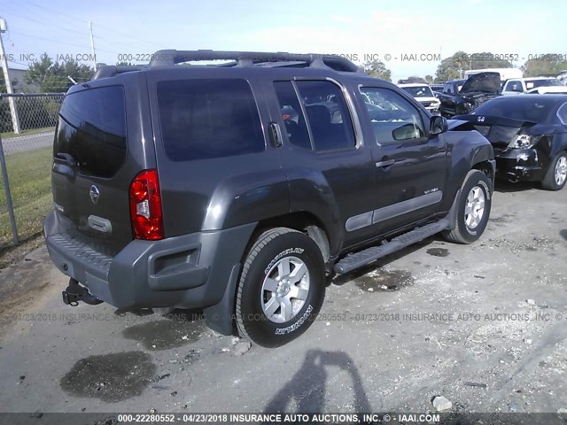 5N1AN08W95C621396 - 2005 NISSAN XTERRA OFF ROAD/S/SE GRAY photo 4