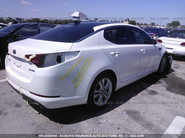 KNAGN4A77B5111859 - 2011 KIA OPTIMA EX/SX WHITE photo 4