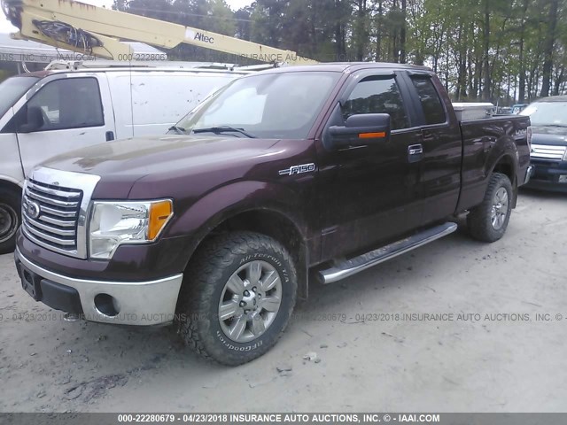 1FTEX1E81AFD01560 - 2010 FORD F150 SUPER CAB MAROON photo 2