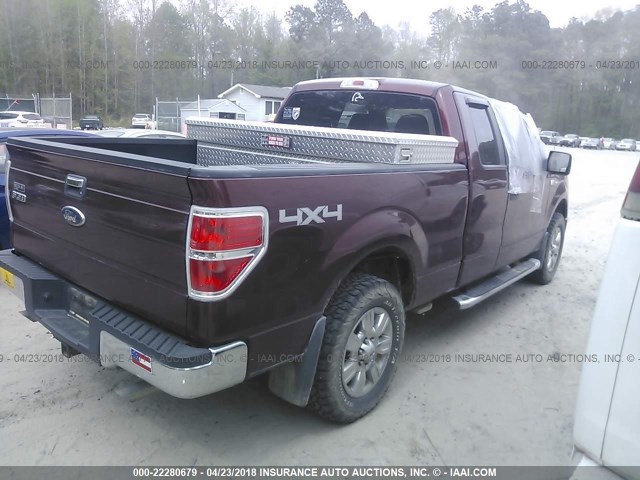 1FTEX1E81AFD01560 - 2010 FORD F150 SUPER CAB MAROON photo 4