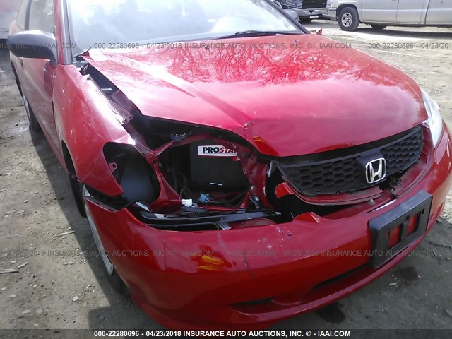 1HGEM22335L027651 - 2005 HONDA CIVIC DX VP RED photo 6