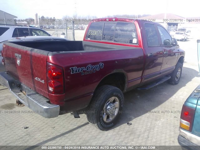 3D7KS28C47G747822 - 2007 DODGE RAM 2500 ST/SLT RED photo 4