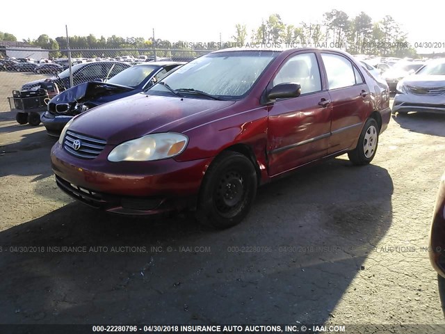 2T1BR32E73C000547 - 2003 TOYOTA COROLLA CE/LE/S RED photo 2