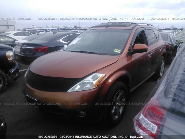 JN8AZ08W73W205355 - 2003 NISSAN MURANO SL/SE ORANGE photo 2