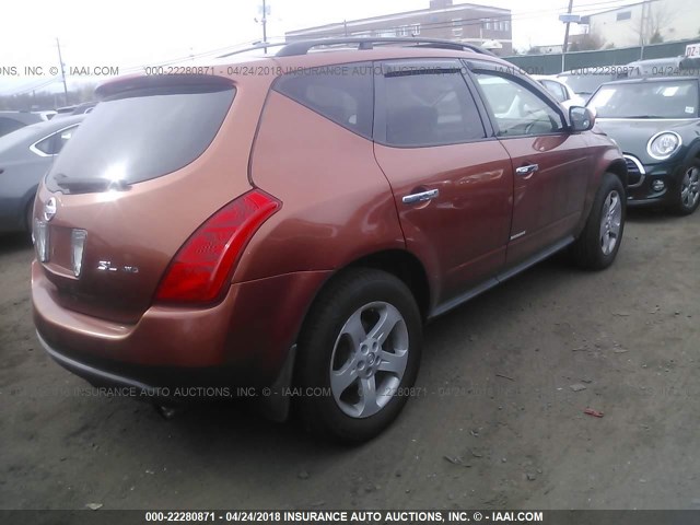 JN8AZ08W73W205355 - 2003 NISSAN MURANO SL/SE ORANGE photo 4