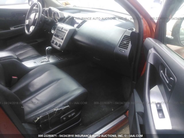 JN8AZ08W73W205355 - 2003 NISSAN MURANO SL/SE ORANGE photo 5