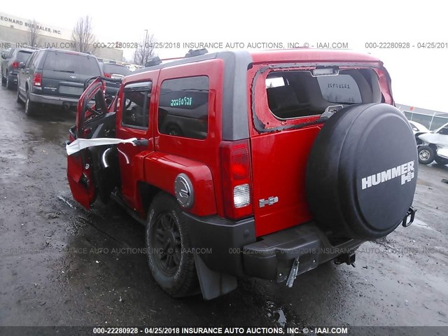 5GTEN13E398140183 - 2009 HUMMER H3 RED photo 3