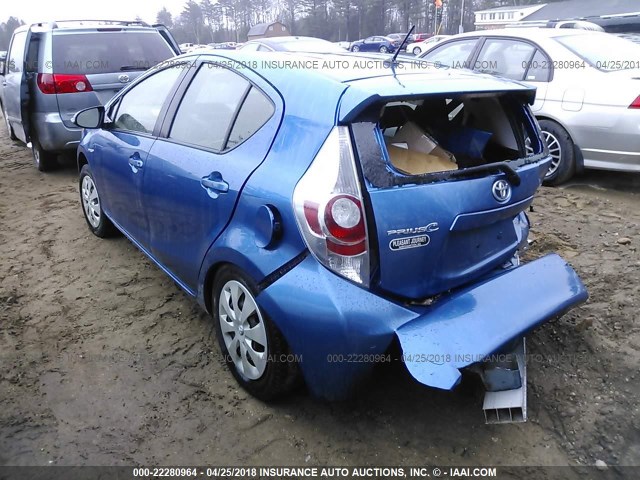 JTDKDTB30C1501930 - 2012 TOYOTA PRIUS C BLUE photo 3