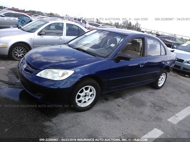 2HGES16324H611755 - 2004 HONDA CIVIC DX VP BLUE photo 2