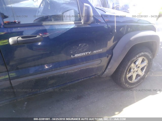 1J4GL48K23W536480 - 2003 JEEP LIBERTY SPORT/FREEDOM ლურჯი ფოტო 6