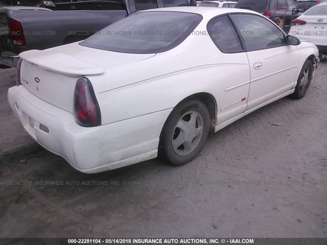 2G1WX15K029384093 - 2002 CHEVROLET MONTE CARLO SS WHITE photo 4