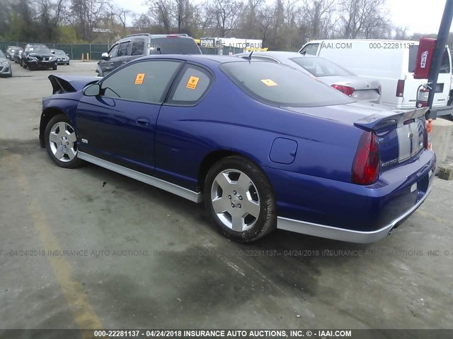 2G1WL16C979231514 - 2007 CHEVROLET MONTE CARLO SS BLUE photo 3