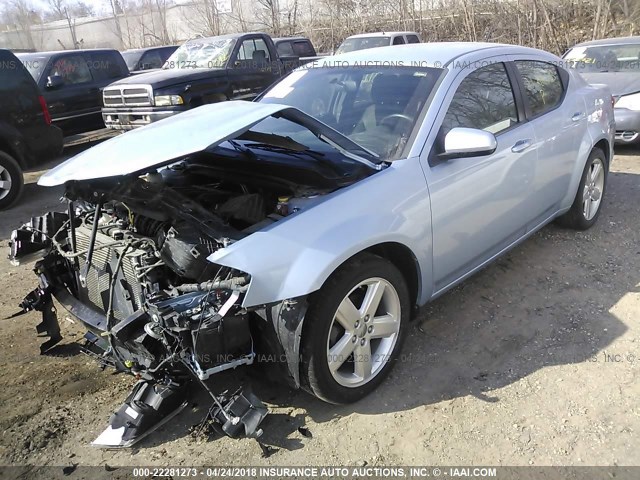 1C3CDZCB8DN681508 - 2013 DODGE AVENGER SXT Light Blue photo 2