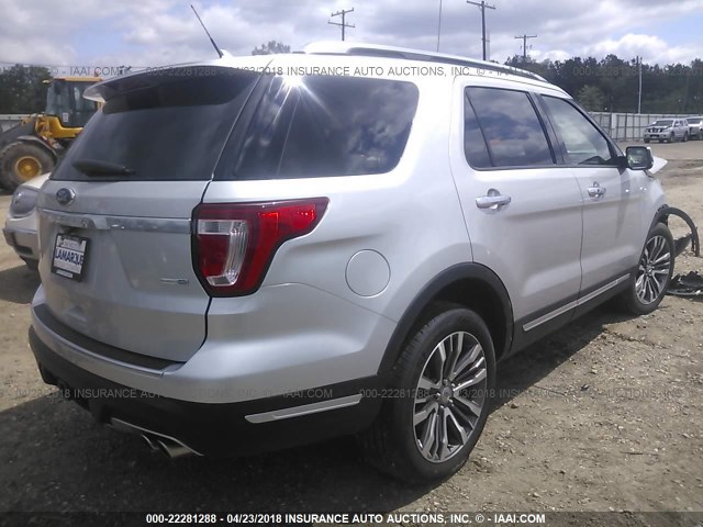 1FM5K8HT3JGA39828 - 2018 FORD EXPLORER PLATINUM SILVER photo 4