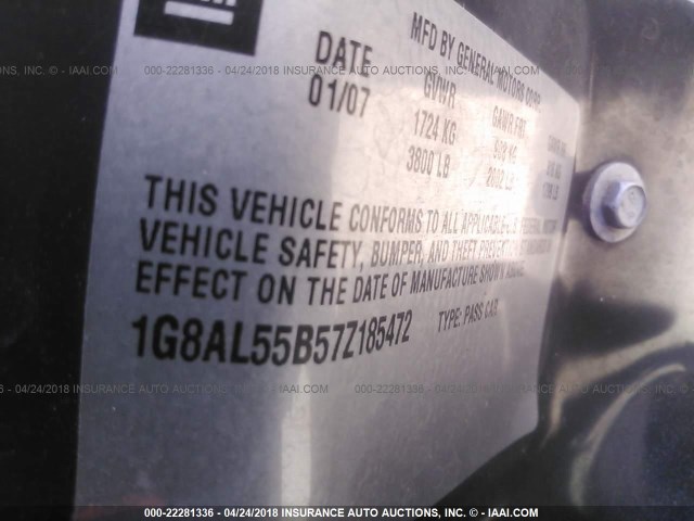 1G8AL55B57Z185472 - 2007 SATURN ION LEVEL 3 GOLD photo 9